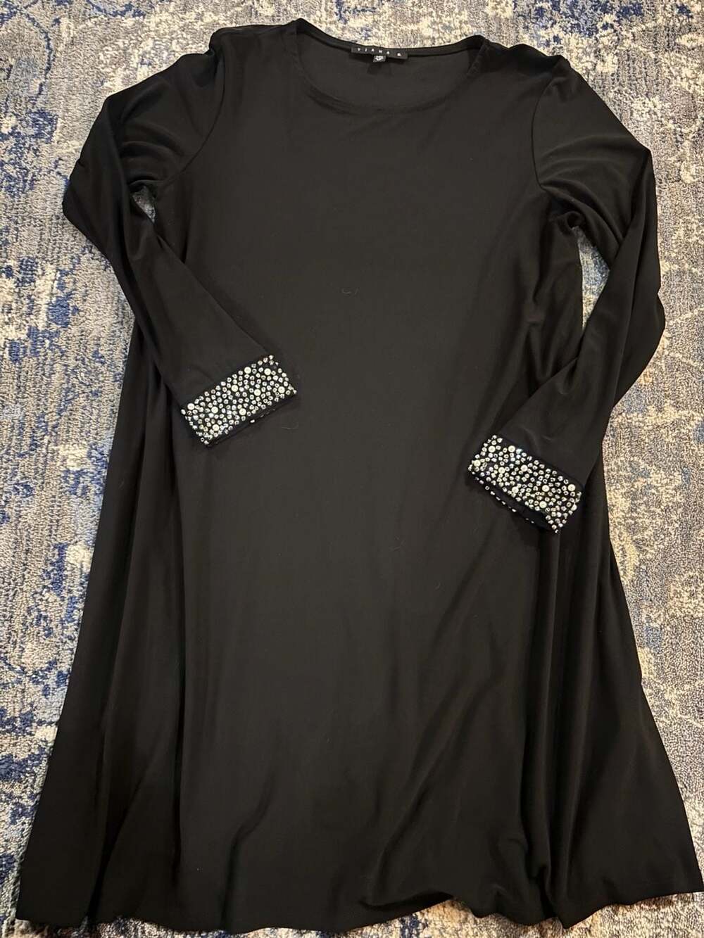 Tiana B. Black Embellished Cuff Dress Size 6P evening flair!